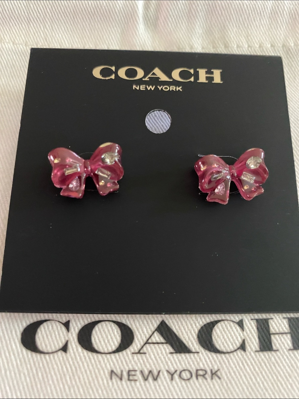 NWOT Coach Bow Stud Earrings